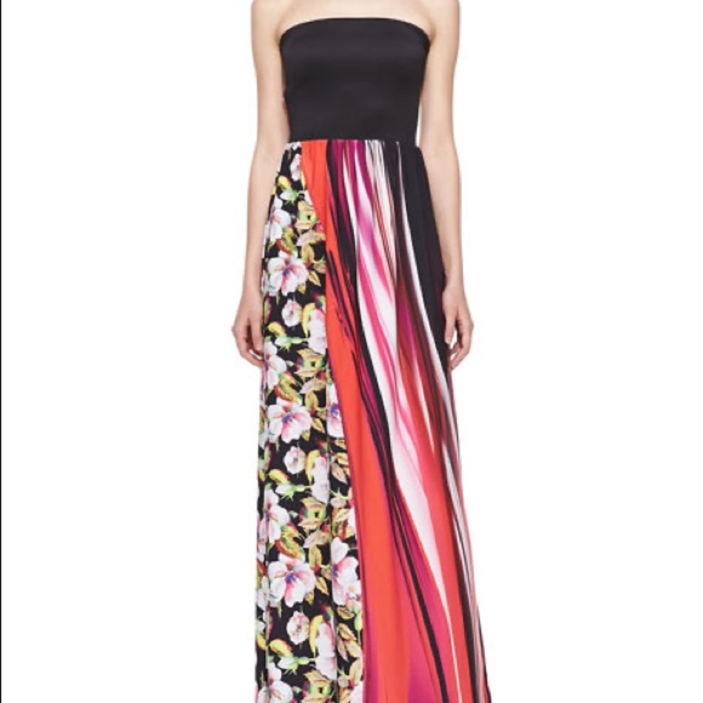 Clover Canyon Strapless Botanical & Wave Dress